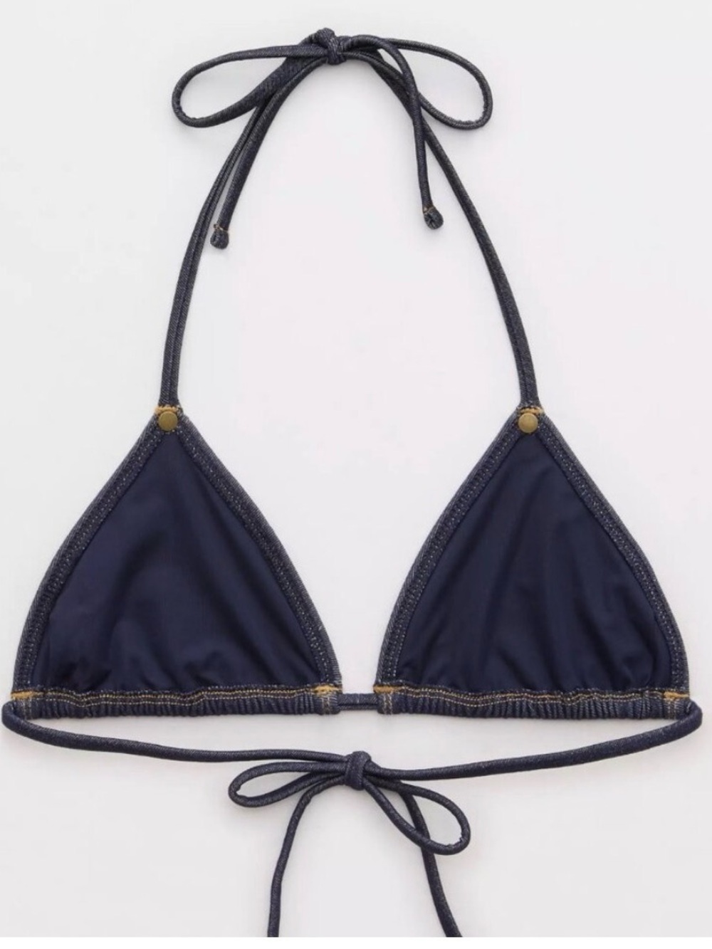 AE x Aerie Match Made in Denim Triangle String Bikini Top - Picture 3 of 6